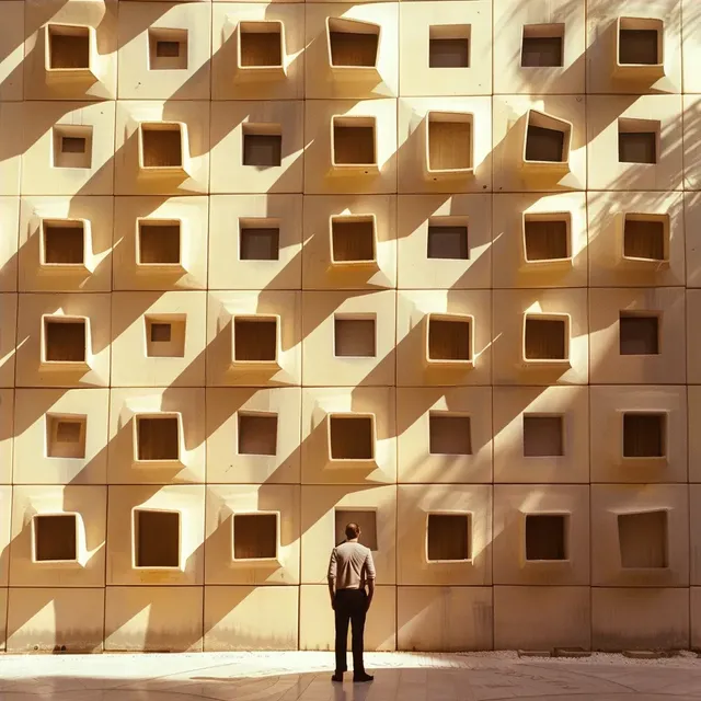 Man in Front of Modern Wall