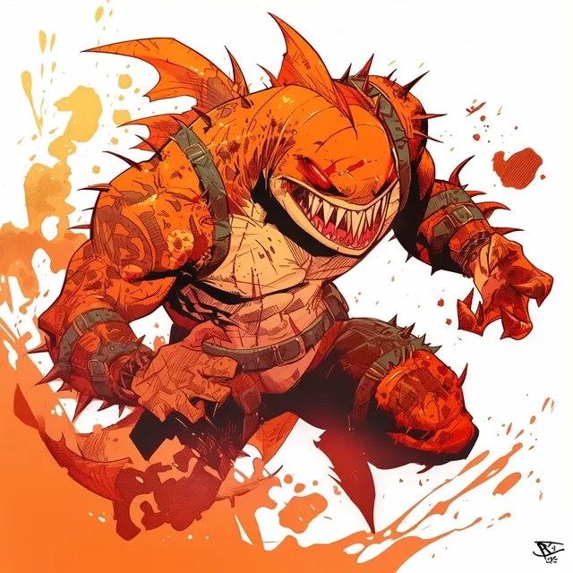 Marvel Style Piranha Super Villain with Blades