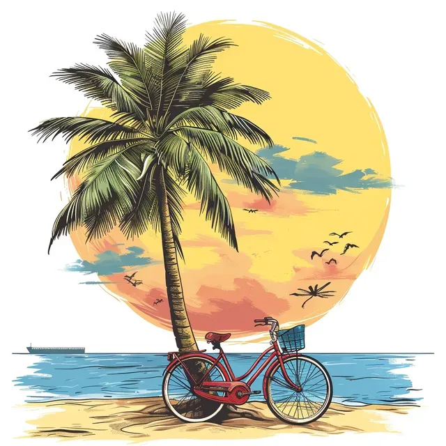 Minimal Palm Tree and Bike