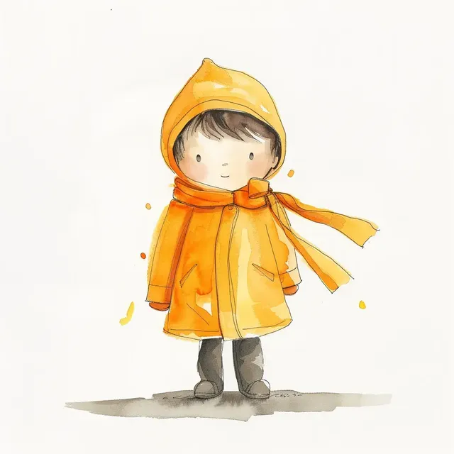 Miyazaki Style Little Boy in Raincoat