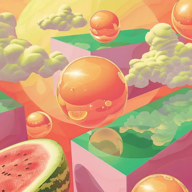 Moebius-Inspired Print Glossy Balls and Watermelon