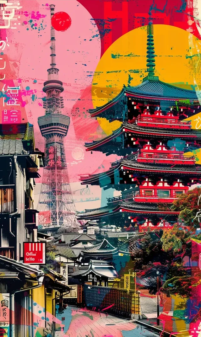 Motivational Pop Art Collage of Japan