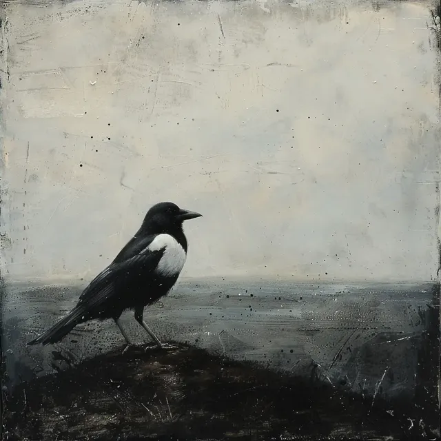 Ominous Magpie on a Dreary Day