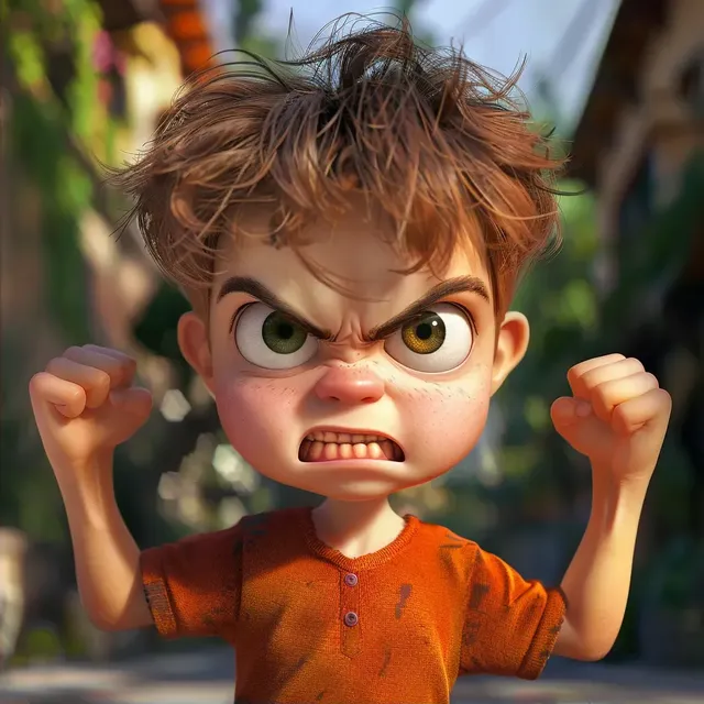 Pixar-Style Angry Boy