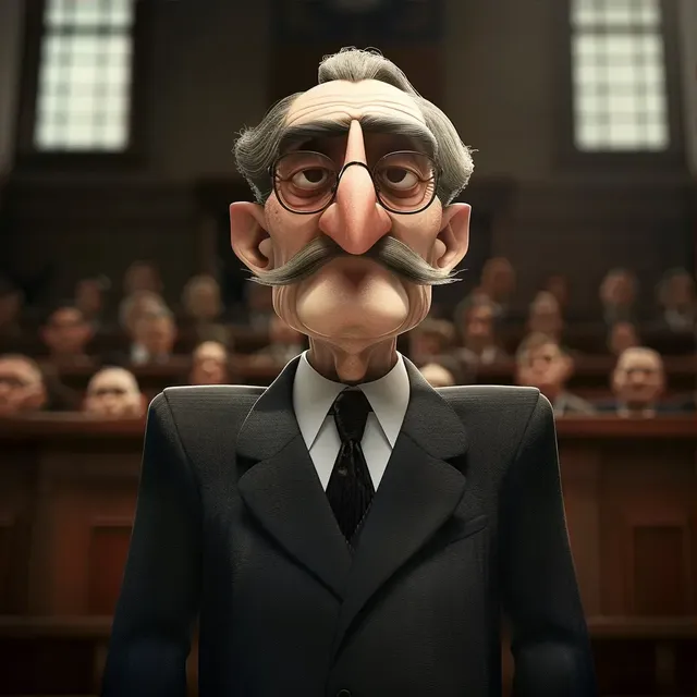 Pixar-Style Judge in Court Portrait