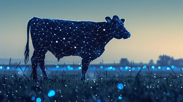 Polygon Art of Cow in Field