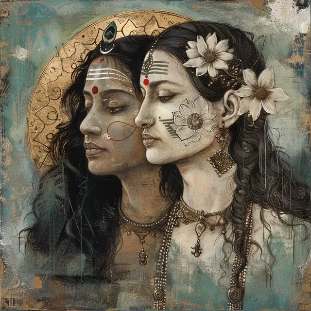 Portrait of Shiva and Parvati in Love