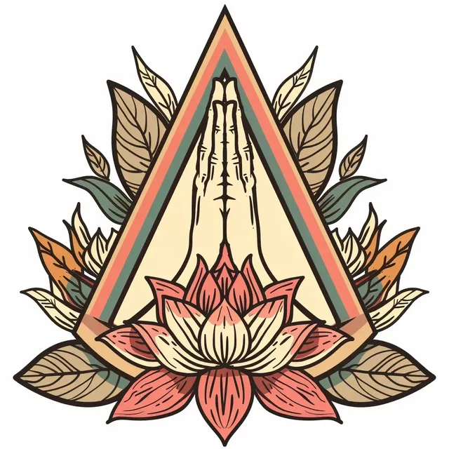 Praying Hands and Lotus Emblem