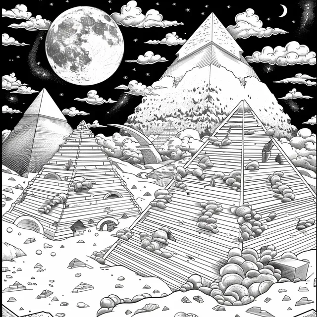 Psychedelic Coloring Page Pyramids