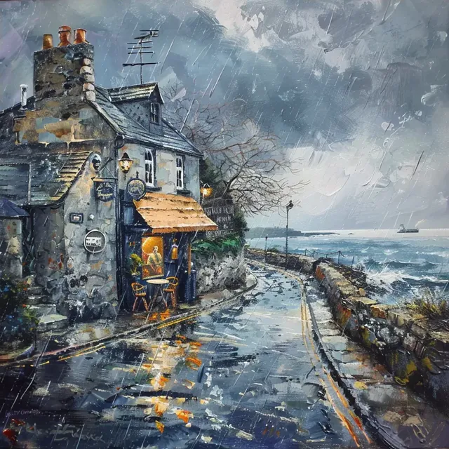 Rainy Day at the Scottish Pub