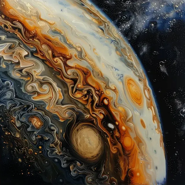 Realistic Oil Painting of Jupiter Up Close