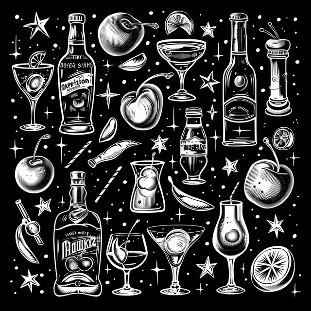 Retro Cherry Liqueur Illustration