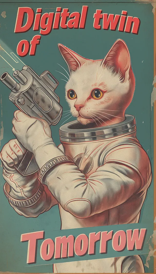 Retrofuturistic Astronaut Cat Magazine Cover