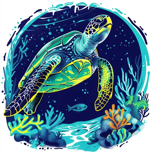 Sea Turtle and Waikiki Skyline Logo