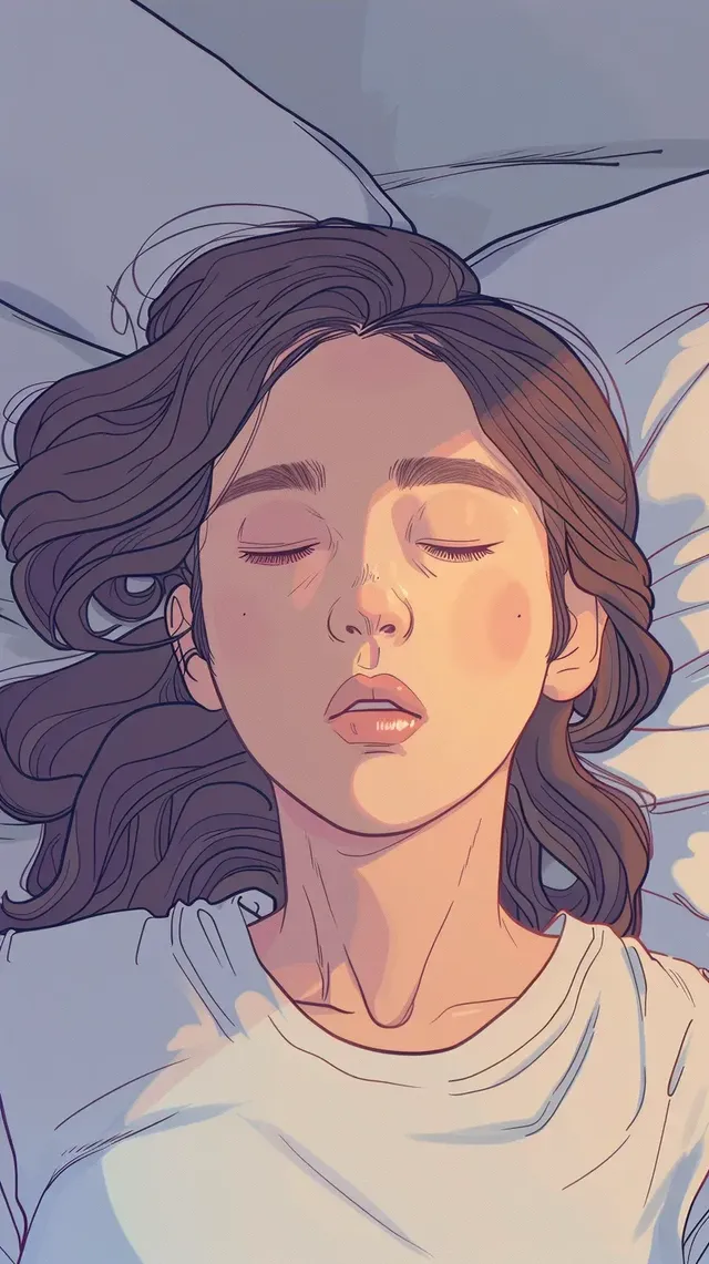 Sleeping Korean Woman in Webtoon Style