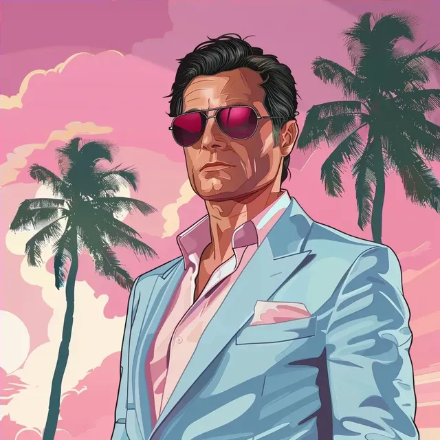 Sterling Archer in Miami Vice Neon