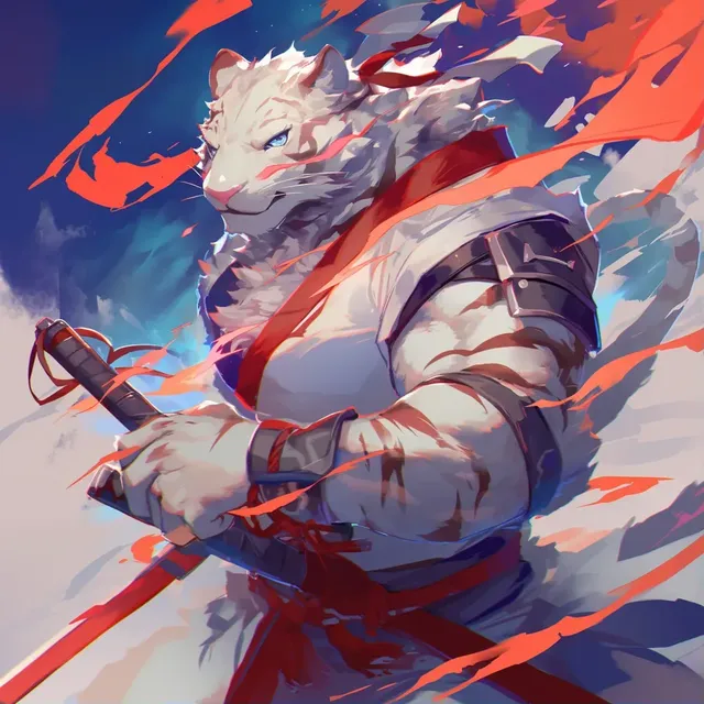 Stoic White Tabaxi Samurai