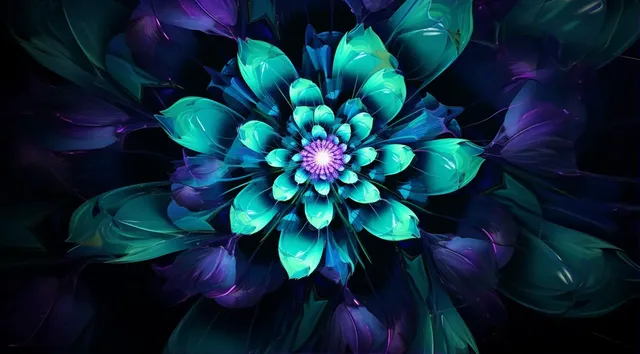 Surreal Teal and Purple Flower