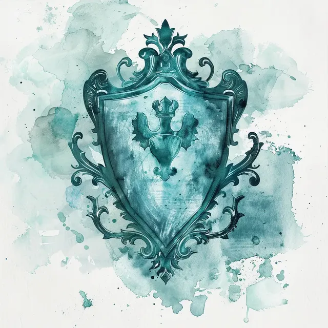 Teal Watercolor School Shield Logo