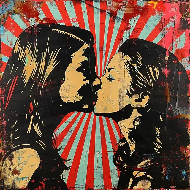 Teenage Kiss in Shepard Fairey Style