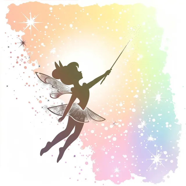 Tinkerbell Silhouette with Abstract Gradient Background