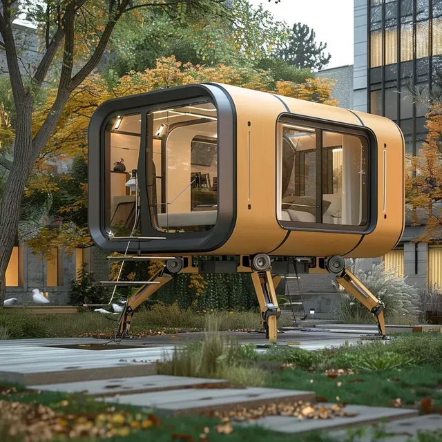 Tiny Home with Robot Legs