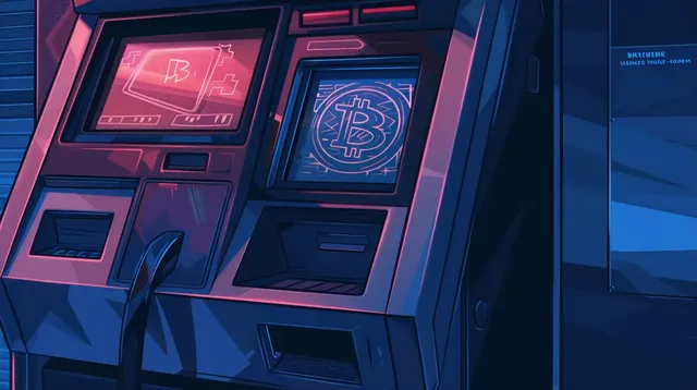 Vector Art of Crypto Bitcoin ATM Close-Up