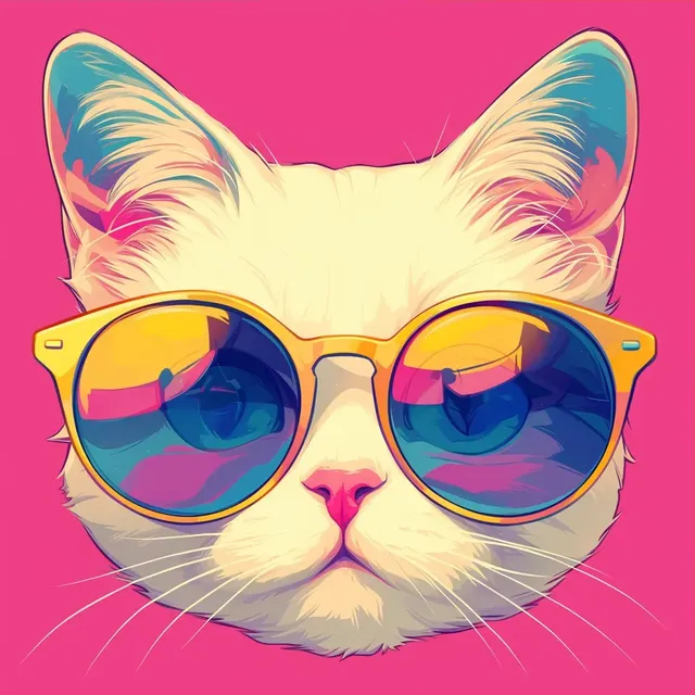 Vibrant Cat with Sunglasses