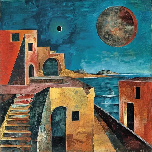 View of Mars in the Style of Picasso