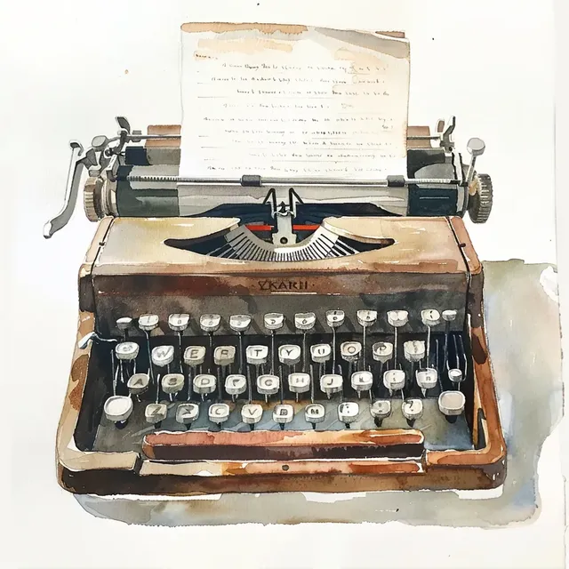 Watercolor of Simple Typed Document with Signature