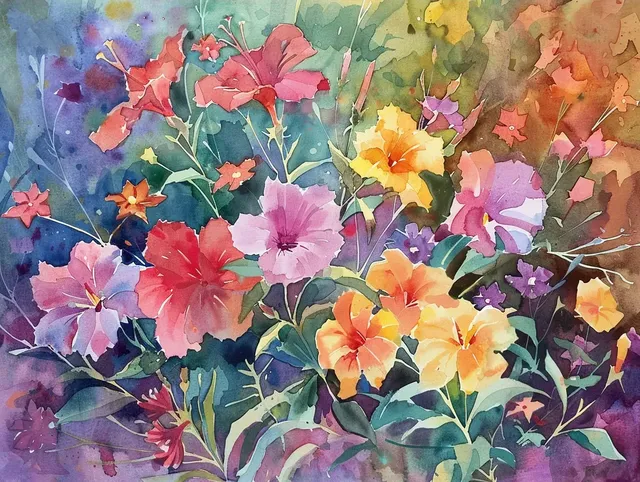 Watercolor Spring Flowers