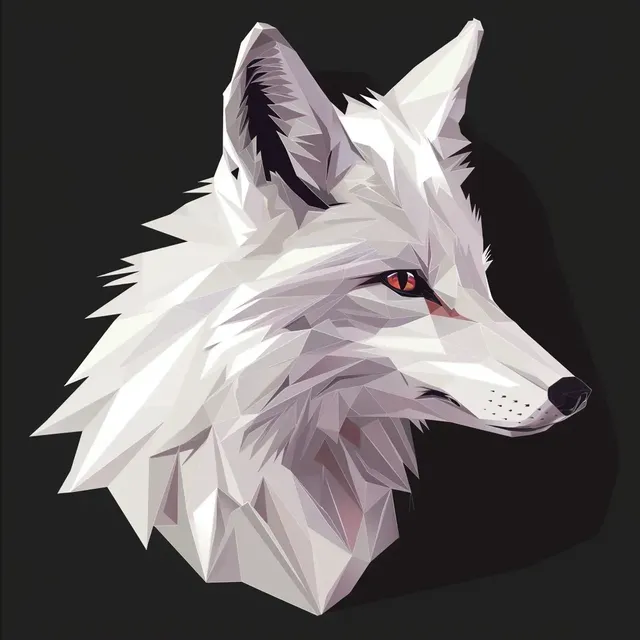 White Fox Polygonal Logo